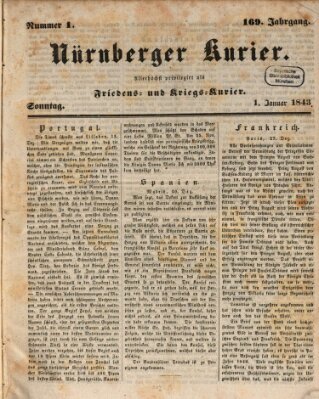 Nürnberger Kurier (Nürnberger Friedens- und Kriegs-Kurier) Sonntag 1. Januar 1843