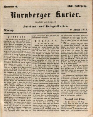 Nürnberger Kurier (Nürnberger Friedens- und Kriegs-Kurier) Montag 9. Januar 1843