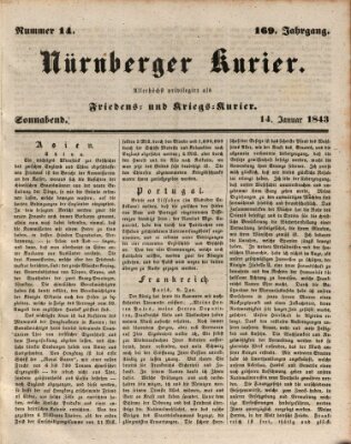 Nürnberger Kurier (Nürnberger Friedens- und Kriegs-Kurier) Samstag 14. Januar 1843