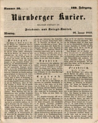 Nürnberger Kurier (Nürnberger Friedens- und Kriegs-Kurier) Montag 16. Januar 1843