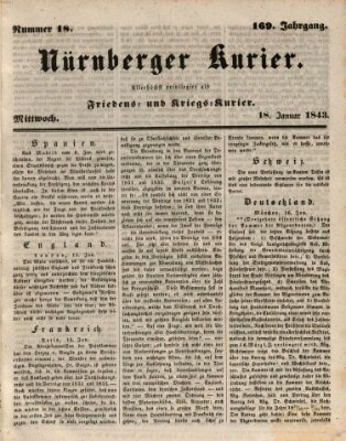 Nürnberger Kurier (Nürnberger Friedens- und Kriegs-Kurier) Mittwoch 18. Januar 1843