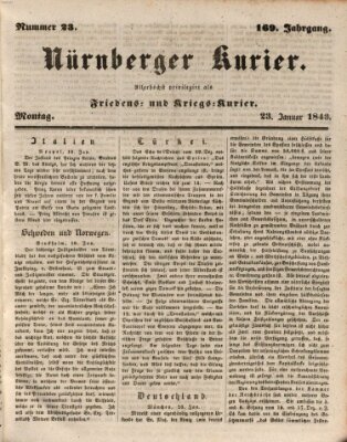 Nürnberger Kurier (Nürnberger Friedens- und Kriegs-Kurier) Montag 23. Januar 1843