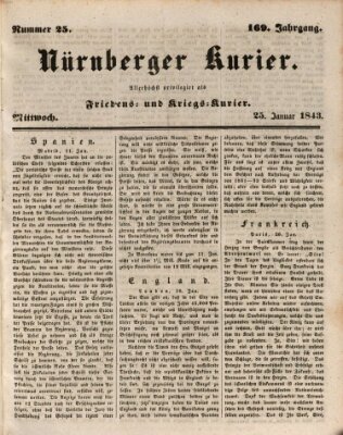 Nürnberger Kurier (Nürnberger Friedens- und Kriegs-Kurier) Mittwoch 25. Januar 1843