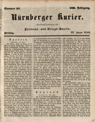 Nürnberger Kurier (Nürnberger Friedens- und Kriegs-Kurier) Freitag 27. Januar 1843