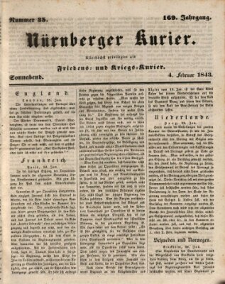 Nürnberger Kurier (Nürnberger Friedens- und Kriegs-Kurier) Samstag 4. Februar 1843