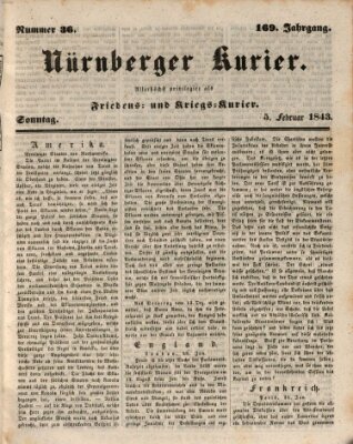 Nürnberger Kurier (Nürnberger Friedens- und Kriegs-Kurier) Sonntag 5. Februar 1843