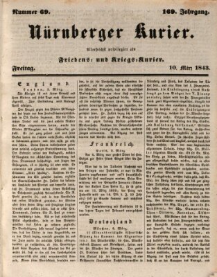 Nürnberger Kurier (Nürnberger Friedens- und Kriegs-Kurier) Freitag 10. März 1843