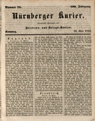 Nürnberger Kurier (Nürnberger Friedens- und Kriegs-Kurier) Sonntag 19. März 1843