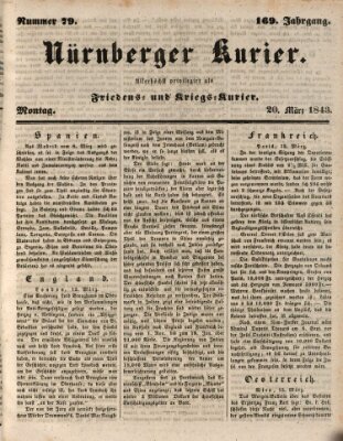 Nürnberger Kurier (Nürnberger Friedens- und Kriegs-Kurier) Montag 20. März 1843