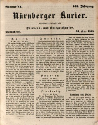 Nürnberger Kurier (Nürnberger Friedens- und Kriegs-Kurier) Samstag 25. März 1843