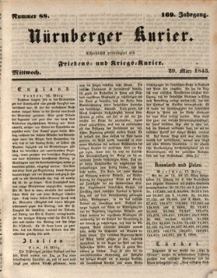 Nürnberger Kurier (Nürnberger Friedens- und Kriegs-Kurier) Mittwoch 29. März 1843