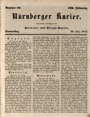 Nürnberger Kurier (Nürnberger Friedens- und Kriegs-Kurier) Donnerstag 30. März 1843