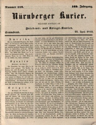 Nürnberger Kurier (Nürnberger Friedens- und Kriegs-Kurier) Samstag 22. April 1843