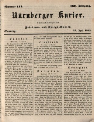 Nürnberger Kurier (Nürnberger Friedens- und Kriegs-Kurier) Sonntag 23. April 1843