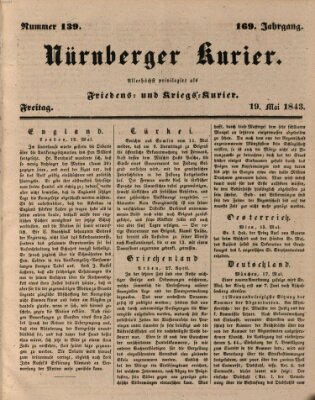 Nürnberger Kurier (Nürnberger Friedens- und Kriegs-Kurier) Freitag 19. Mai 1843