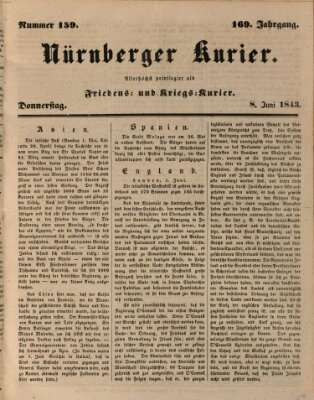Nürnberger Kurier (Nürnberger Friedens- und Kriegs-Kurier) Donnerstag 8. Juni 1843