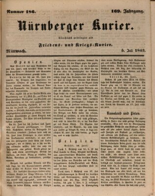 Nürnberger Kurier (Nürnberger Friedens- und Kriegs-Kurier) Mittwoch 5. Juli 1843