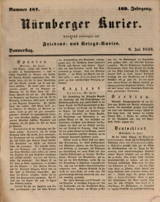 Nürnberger Kurier (Nürnberger Friedens- und Kriegs-Kurier) Donnerstag 6. Juli 1843