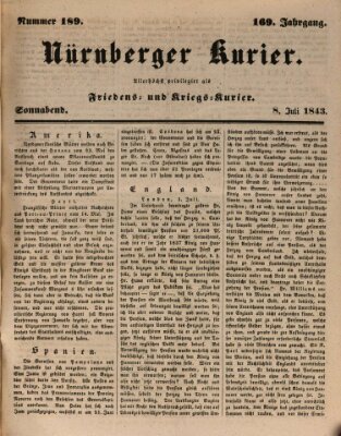 Nürnberger Kurier (Nürnberger Friedens- und Kriegs-Kurier) Samstag 8. Juli 1843