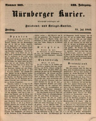 Nürnberger Kurier (Nürnberger Friedens- und Kriegs-Kurier) Freitag 21. Juli 1843