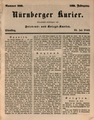 Nürnberger Kurier (Nürnberger Friedens- und Kriegs-Kurier) Dienstag 25. Juli 1843
