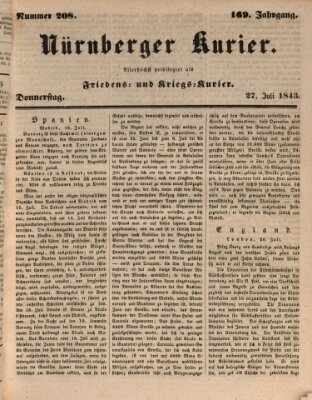 Nürnberger Kurier (Nürnberger Friedens- und Kriegs-Kurier) Donnerstag 27. Juli 1843