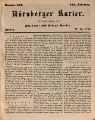 Nürnberger Kurier (Nürnberger Friedens- und Kriegs-Kurier) Freitag 28. Juli 1843