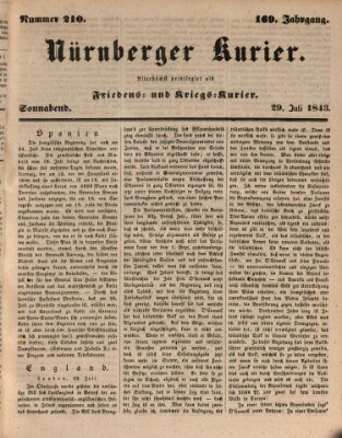 Nürnberger Kurier (Nürnberger Friedens- und Kriegs-Kurier) Samstag 29. Juli 1843