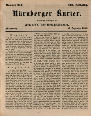 Nürnberger Kurier (Nürnberger Friedens- und Kriegs-Kurier) Mittwoch 6. September 1843