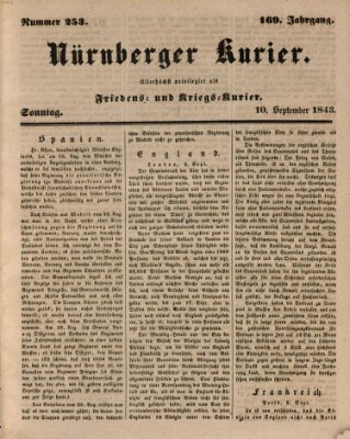 Nürnberger Kurier (Nürnberger Friedens- und Kriegs-Kurier) Sonntag 10. September 1843