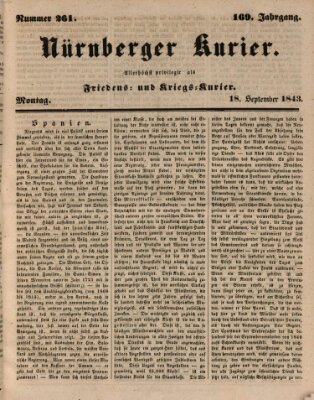 Nürnberger Kurier (Nürnberger Friedens- und Kriegs-Kurier) Montag 18. September 1843