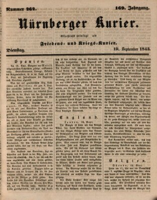 Nürnberger Kurier (Nürnberger Friedens- und Kriegs-Kurier) Dienstag 19. September 1843