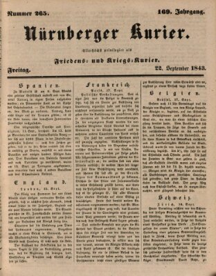 Nürnberger Kurier (Nürnberger Friedens- und Kriegs-Kurier) Freitag 22. September 1843