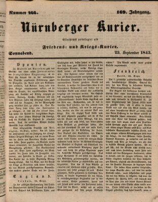 Nürnberger Kurier (Nürnberger Friedens- und Kriegs-Kurier) Samstag 23. September 1843