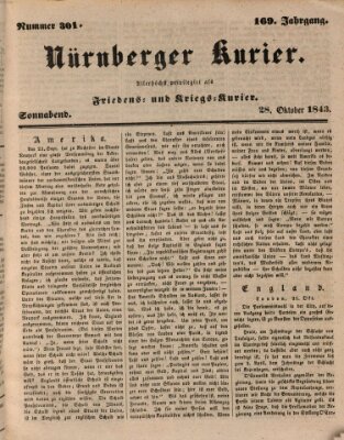 Nürnberger Kurier (Nürnberger Friedens- und Kriegs-Kurier) Samstag 28. Oktober 1843