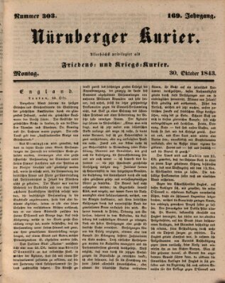 Nürnberger Kurier (Nürnberger Friedens- und Kriegs-Kurier) Montag 30. Oktober 1843