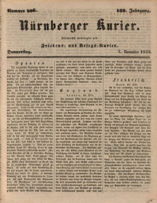 Nürnberger Kurier (Nürnberger Friedens- und Kriegs-Kurier) Donnerstag 2. November 1843