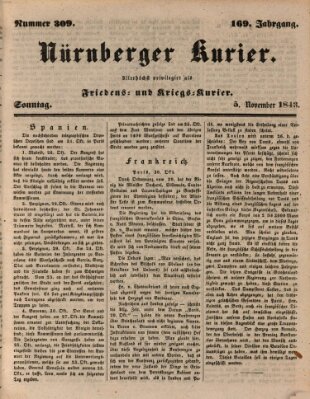 Nürnberger Kurier (Nürnberger Friedens- und Kriegs-Kurier) Sonntag 5. November 1843