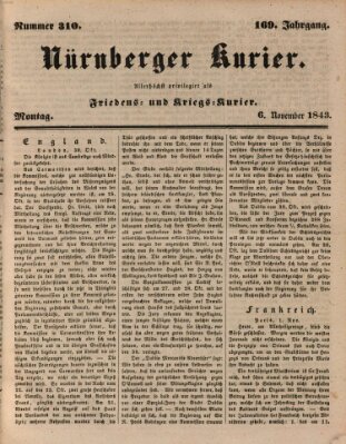 Nürnberger Kurier (Nürnberger Friedens- und Kriegs-Kurier) Montag 6. November 1843