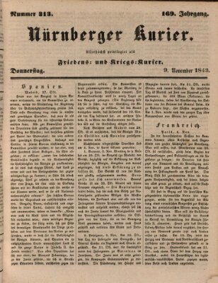 Nürnberger Kurier (Nürnberger Friedens- und Kriegs-Kurier) Donnerstag 9. November 1843