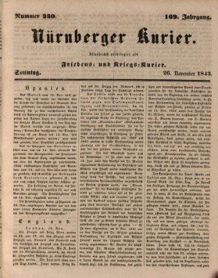 Nürnberger Kurier (Nürnberger Friedens- und Kriegs-Kurier) Sonntag 26. November 1843