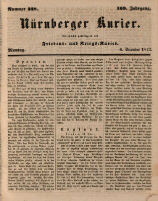 Nürnberger Kurier (Nürnberger Friedens- und Kriegs-Kurier) Montag 4. Dezember 1843