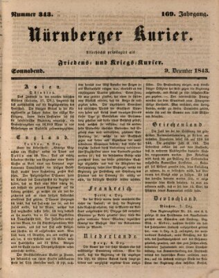 Nürnberger Kurier (Nürnberger Friedens- und Kriegs-Kurier) Samstag 9. Dezember 1843