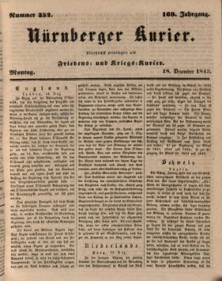 Nürnberger Kurier (Nürnberger Friedens- und Kriegs-Kurier) Montag 18. Dezember 1843