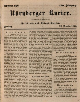 Nürnberger Kurier (Nürnberger Friedens- und Kriegs-Kurier) Freitag 22. Dezember 1843