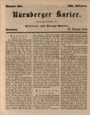 Nürnberger Kurier (Nürnberger Friedens- und Kriegs-Kurier) Mittwoch 27. Dezember 1843