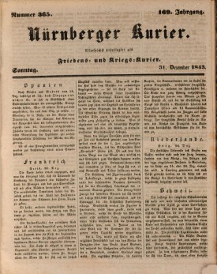 Nürnberger Kurier (Nürnberger Friedens- und Kriegs-Kurier) Sonntag 31. Dezember 1843