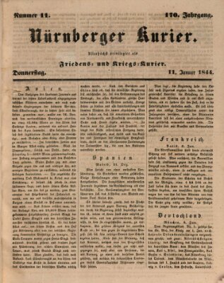 Nürnberger Kurier (Nürnberger Friedens- und Kriegs-Kurier) Donnerstag 11. Januar 1844