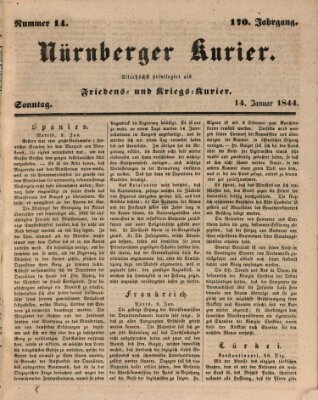 Nürnberger Kurier (Nürnberger Friedens- und Kriegs-Kurier) Sonntag 14. Januar 1844