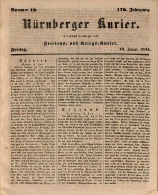 Nürnberger Kurier (Nürnberger Friedens- und Kriegs-Kurier) Freitag 19. Januar 1844